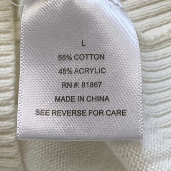 US Polo Assn White V-Neck Sweater Sz Juniors L #68A - Picture 8 of 9